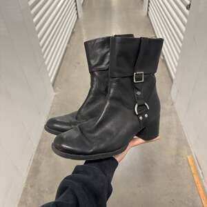 Harley-Davidson Sadie Casual Cuff Black Leather Heeled Motorcycle Boots D84068